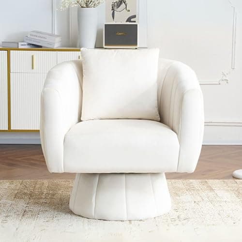 360° Swivel Velvet Barrel Chair, Fluffy Cushioned, Comfortable Home Accent