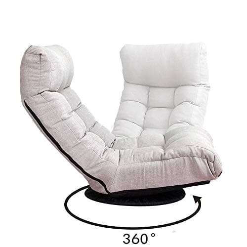 Beige Tufted Linen Swivel Chair with Ottoman and Footrest for Living Room
