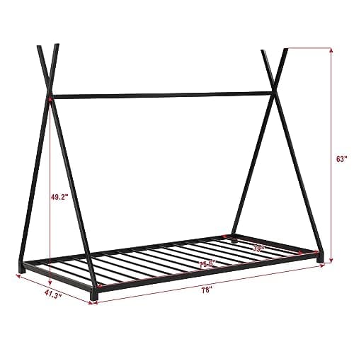 Bellemave Twin Size Platform Bed with Triangle Slats (Twin Black)