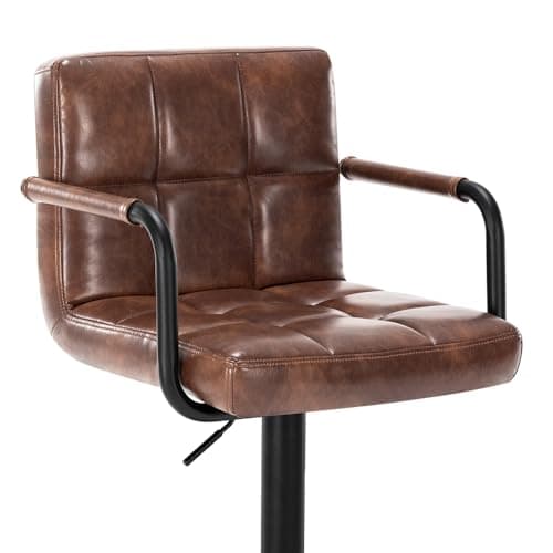 Furniliving Dark Brown Swivel Bar Stool Set, Adjustable Kitchen Counter Height