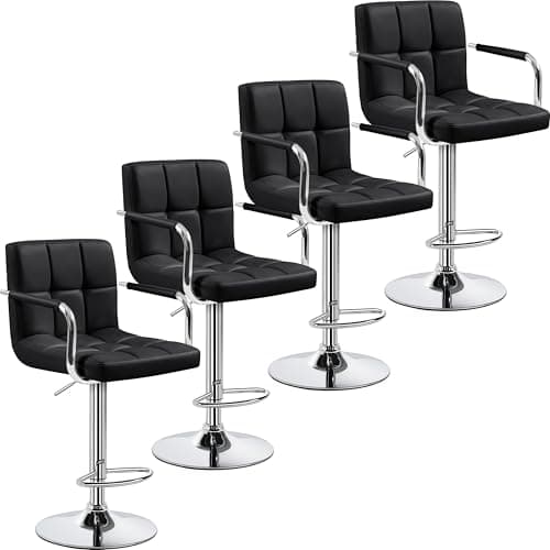 Yaheetech Black Counter Height Adjustable Bar Stool Set of 4
