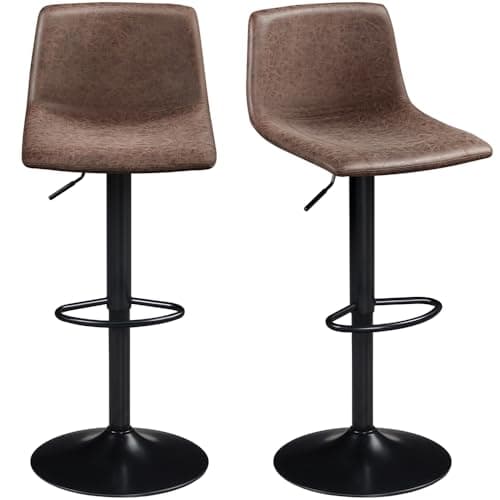 Yaheetech Adjustable Bar Stools Set of 4, Brown