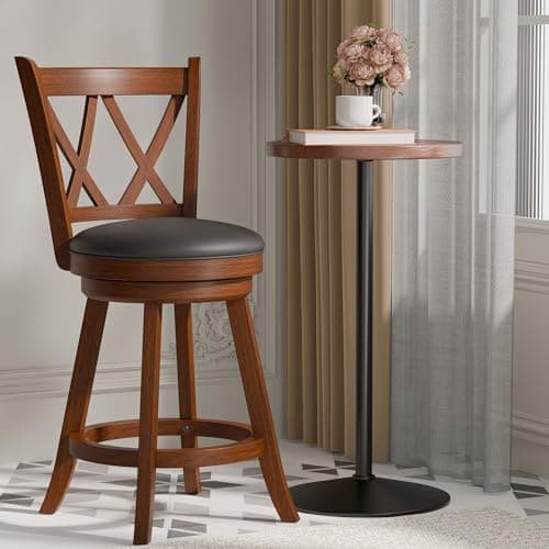 MU Counter Height Barstools, Espresso X-Back Swivel Chairs, Set of 2