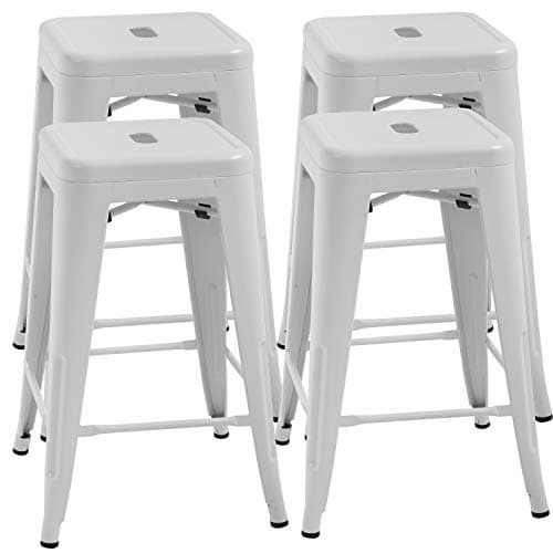 FDW Black Counter Height Bar Stool Set of 4 (24")