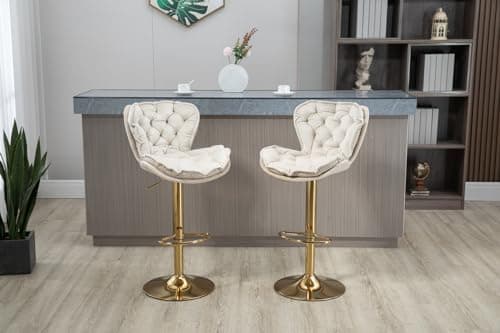 Velvet Bar Chairs Set of 2 with Retro Design