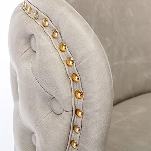Adjustable Swivel Bar Stools Set of 2, PU Leather Upholstered Bar Chairs, Beige