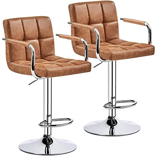 2 Black Yaheetech Adjustable Swivel Barstools for Kitchen and Bar