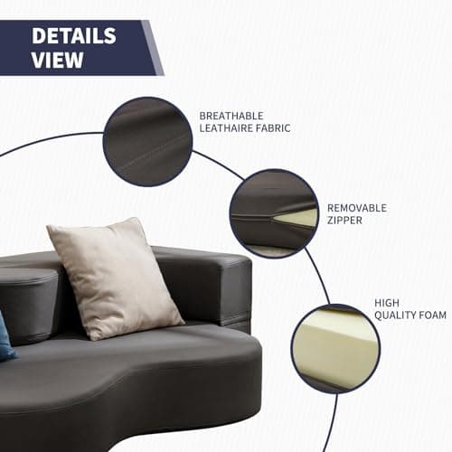 ijuicy Dark Grey Queen Size Foldable Futon Sofa Bed, Foam Mattress Lounge Sleeper