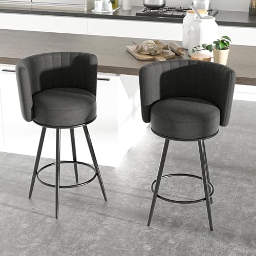 Beige Tufted Counter Height Bar Stools Set of 2, Modern Metal Legs