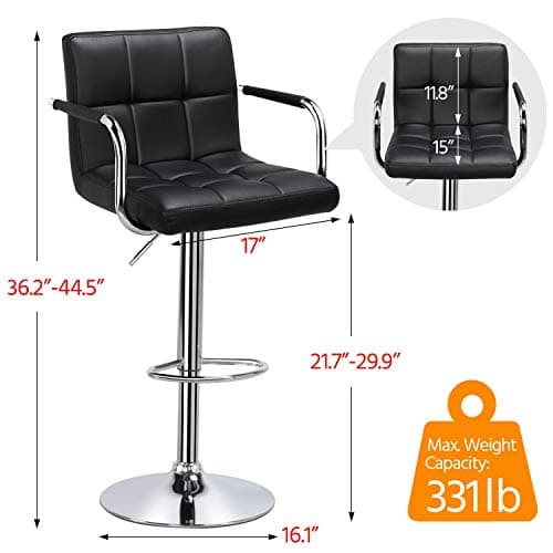 2 Black Yaheetech Adjustable Swivel Barstools for Kitchen and Bar