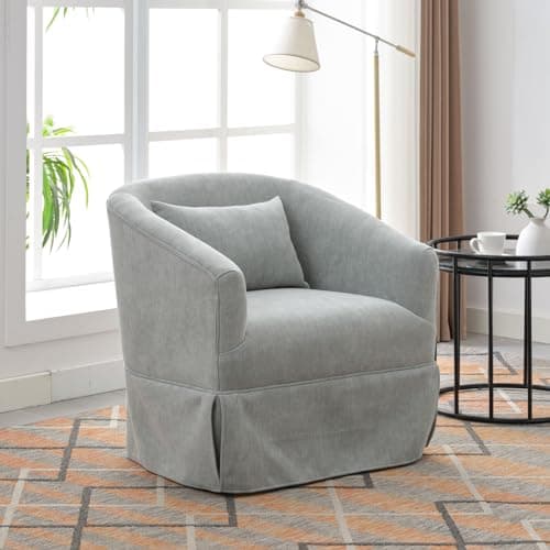 Modern Mint Green Swivel Accent Chair with Pillow