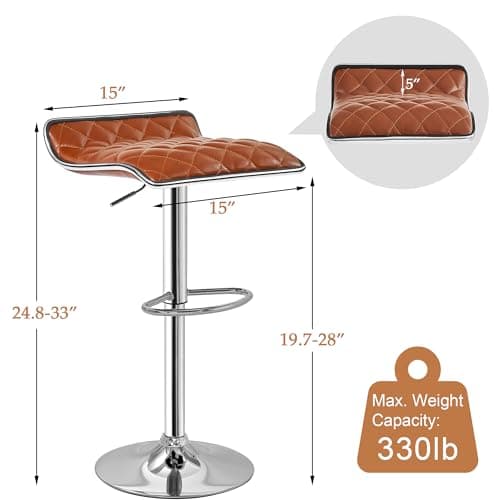 VECELO Adjustable Bar Stool Set, 4 Pack, Kitchen Counter Height
