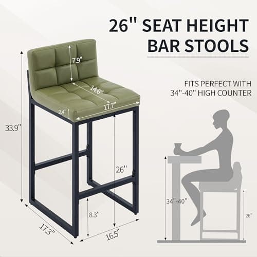 Avocado Green Counter Height Bar Stool Set (4Pcs 26")