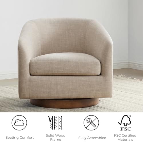 CHITA Flax Beige FSC Certified Swivel Chair, Living Room Set of 2Fully Assembled