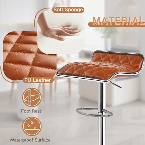 VECELO Adjustable Bar Stool Set, 4 Pack, Kitchen Counter Height