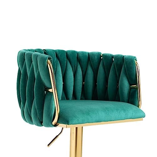 Emerald Velvet Swivel Barstools Set of 2 - Height Adjustable Counter Stools for Kitchen Island Pub