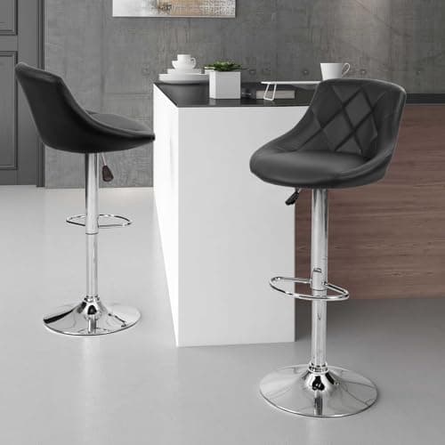 PayLessHere Modern Black Bar Stools, Set of 2, PU Leather, Height Adjustable