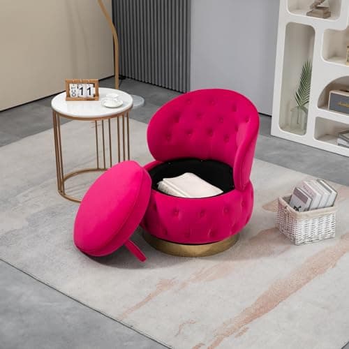 Velvet Swivel Accent Chair with Storage