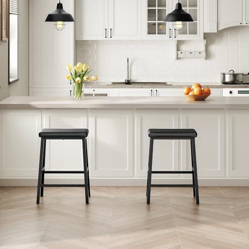 HOOBRO Black 24" PU Leather Bar Stool Set BB01MD01