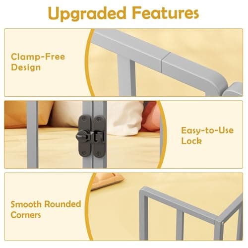 Metal Twin Floor Bed Frame with Safety Rail, Easy Assembly for Bedroom or Playroom