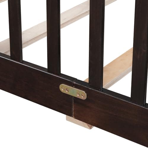 i-POOK Queen Size Montessori Bed Frame with Guardrails and Door in Espresso