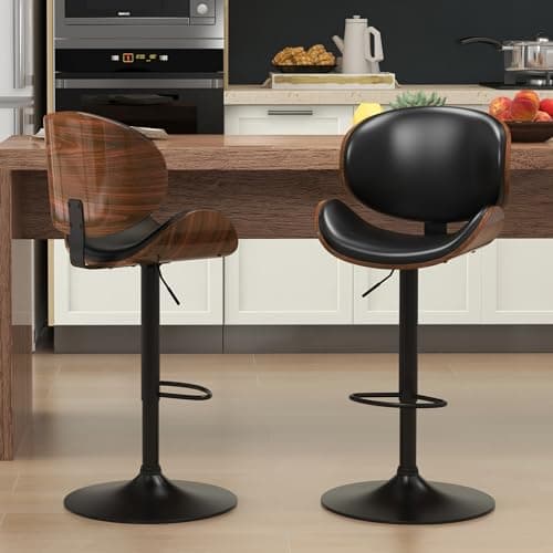 Set of 4 Swivel Adjustable Height Barstools with Footrest for Kitchen, Bar, Dining Room
