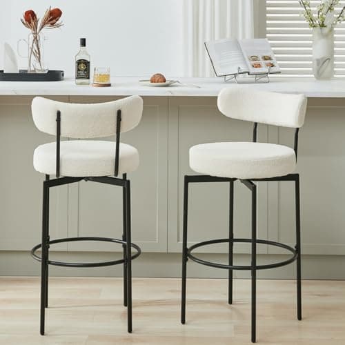 AODAILIHB Sherpa White Tall Kitchen Bar Stool Set (Set of 2)