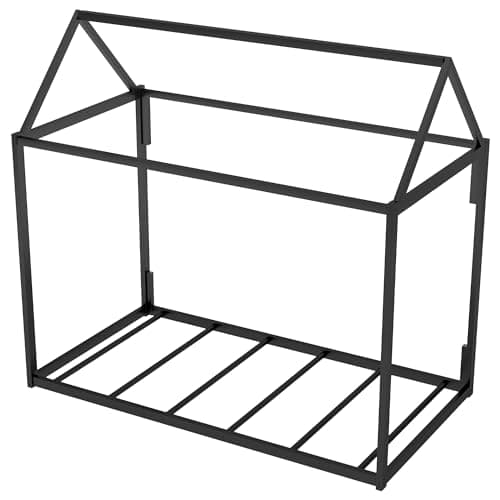 Bellemave Twin Size Metal Floor Bed for Kids, Black