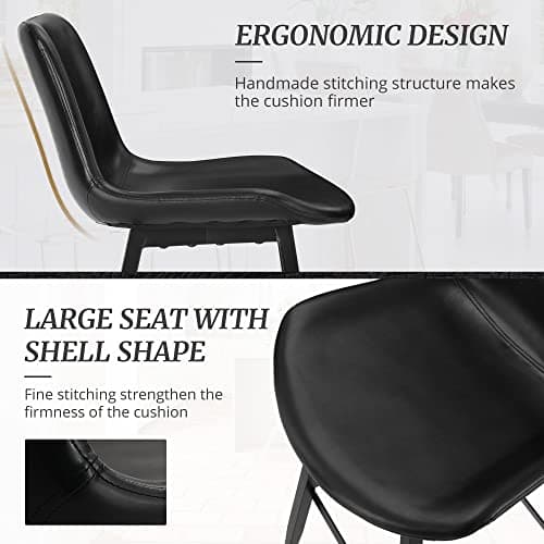 Black Counter Height Bar Stools with Back & Footrest, Set of 4