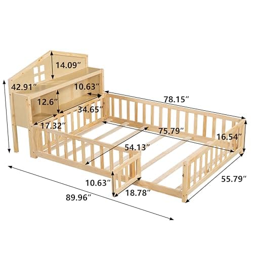 Sturdy Montessori-Style Wooden Floor Bed for Growing Children