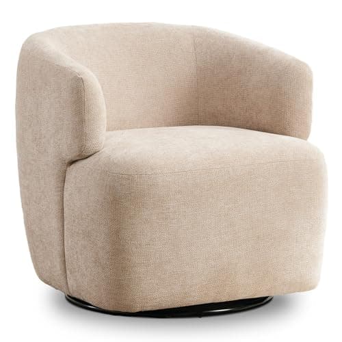 Sherpa Teddy Swivel Chair, Beige Cream White, Cozy Living Room Accent