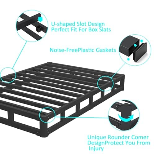 6 Inch Round Corner Twin Bed Frame, Silent Anti-Slip Metal, No Box Spring Needed