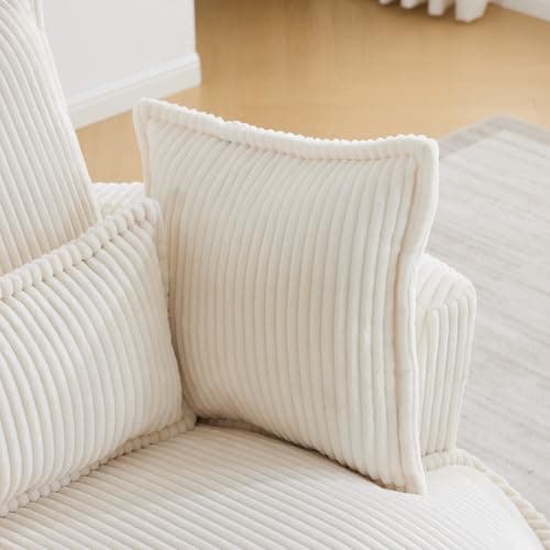 Karl Home Grey Corduroy Swivel Lounge Chair with 3 Pillows