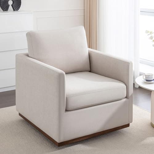 30 Oversized Swivel Chair with Thick Seat Cushion in Yellow