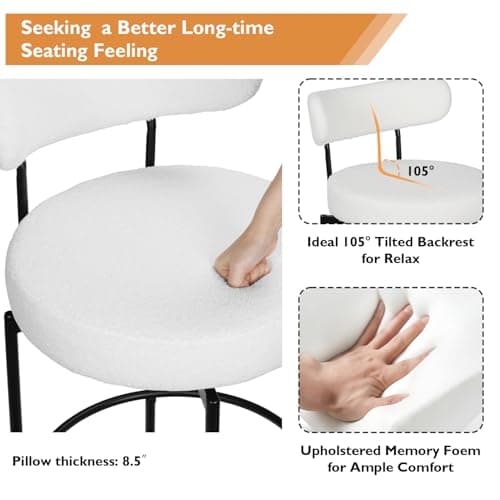 AODAILIHB Sherpa White Tall Kitchen Bar Stool Set (Set of 2)