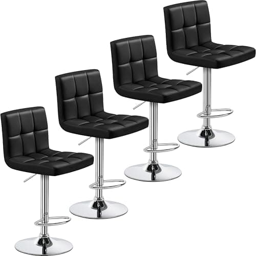 Yaheetech Lightweight PU Bar Stool Set, Modern Counter Height with Back and Footrest