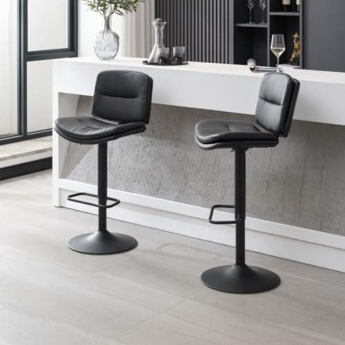 Double-Layer Upholstered Black Counter Height Bar Stool Set (24"-32")