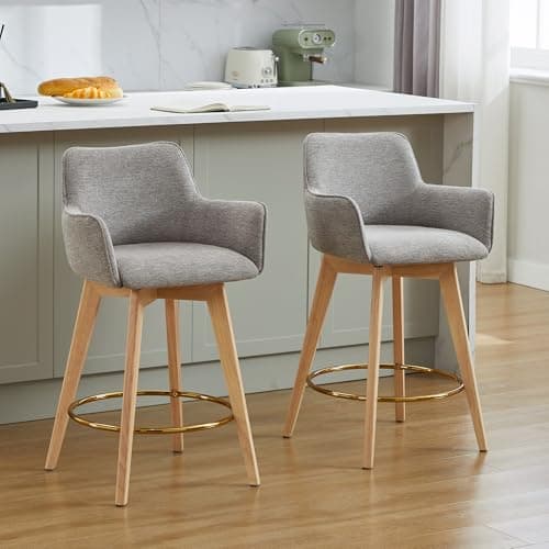 ONEVOG Counter Height Bar Stools Set of 2, Modern Swivel Grey