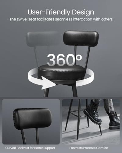 VASAGLE EKHO Collection Bar Stools Set of 2, Mid-Century Modern 30-Inch Tall, Ink Black