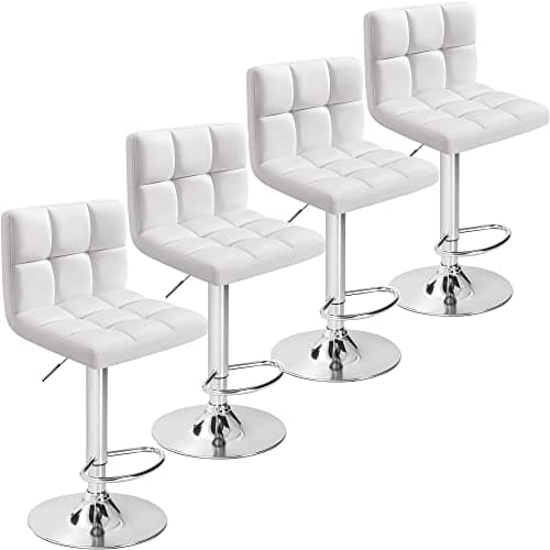 Furmax White Modern Pu Swivel Bar Stool Set of 4 (4pcs)