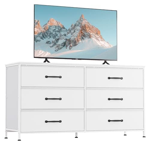 Rustic Brown Wood Grain TV Stand with 6 Drawers for Bedroom or Entryway
