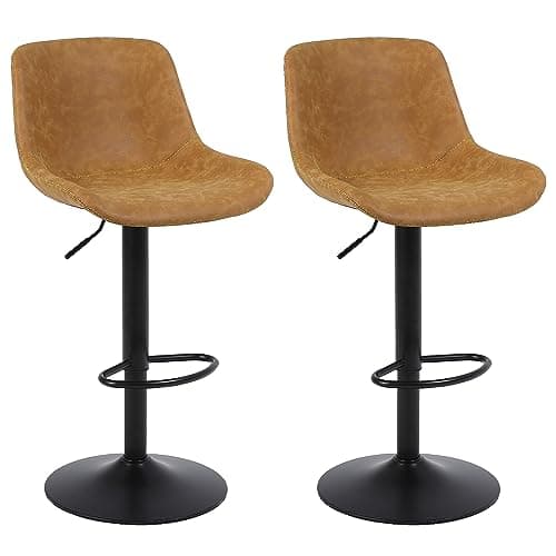 2-Piece Swivel Bar Stool Set, Counter Height with Back, Modern PU Leather Chair