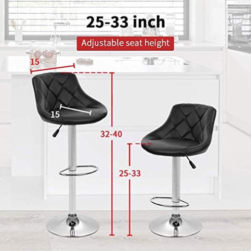 BestOffice Counter Height Bar Stool Set with Swivel PU Leather Back
