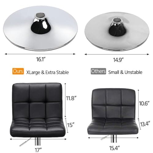 Set of 2 Modern Adjustable Bar Stools with Backrest and Footrest