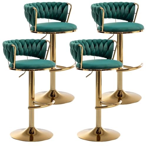 Gold Swivel Bar Stool Set, Beige, Counter Height (2pcs)