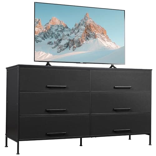Rustic Brown Wood Grain Dresser with 6 Drawers and TV Stand for 50 TV