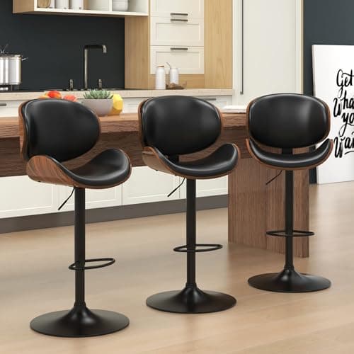 Set of 4 Swivel Adjustable Height Barstools with Footrest for Kitchen, Bar, Dining Room