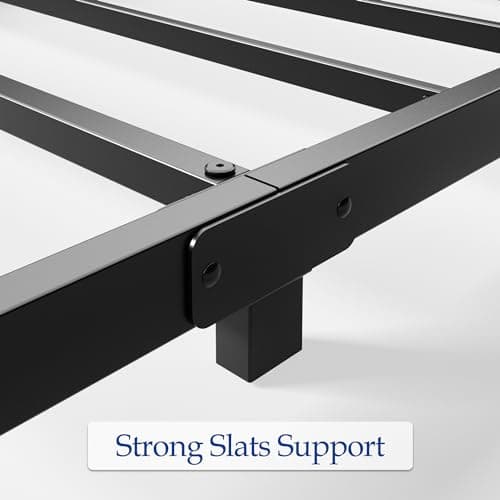 Heavy Duty 4 Inch Full Size Metal Bed Frame, Black, No Assembly Needed