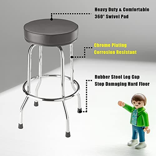 BIG RED Torin Swivel Bar Stool - Chrome Legs, Black, 28.74" Tall