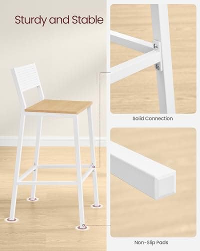 VASAGLE Oak Beige & White Bar Stool Set of 2